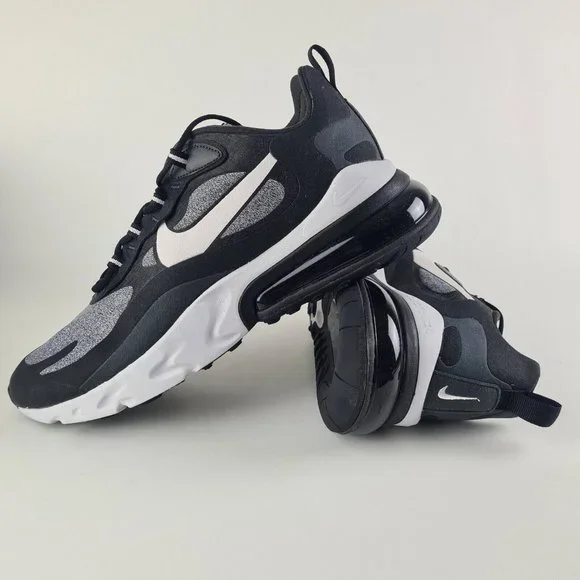 Nike Air Max 270 React Black Running Sneakers Athletic Mens Shoes - Picture 1 of 11